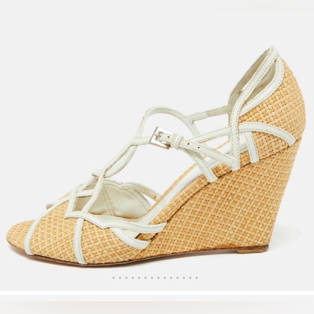 PRADA Wedge Sandals Straw / Raffia - Size 41